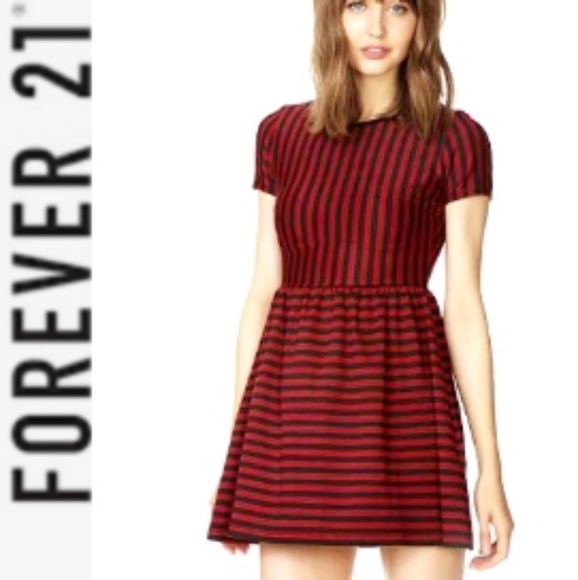FOREVER 21 Stripe Fit & Flare Skater Dress NWOT - Picture 11 of 11